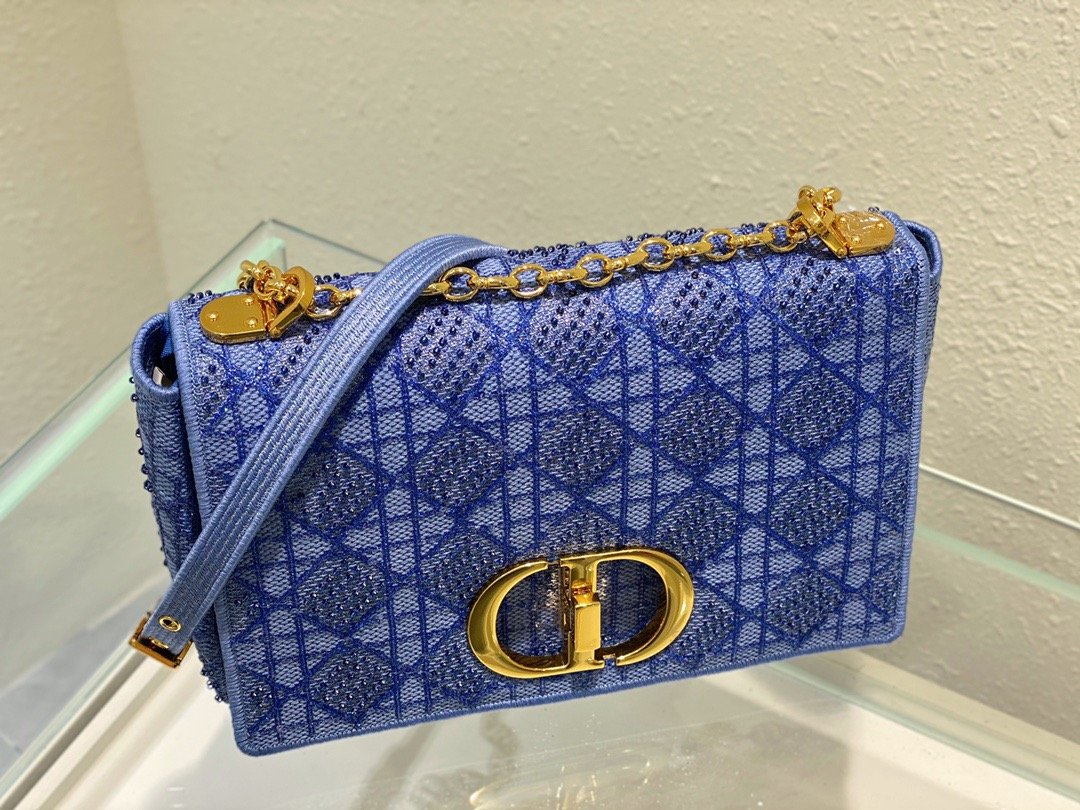 Christian Dior Medium Dior Caro Bag Blue, For Women, Women’s Handbags 27.5cm/10.8in CD