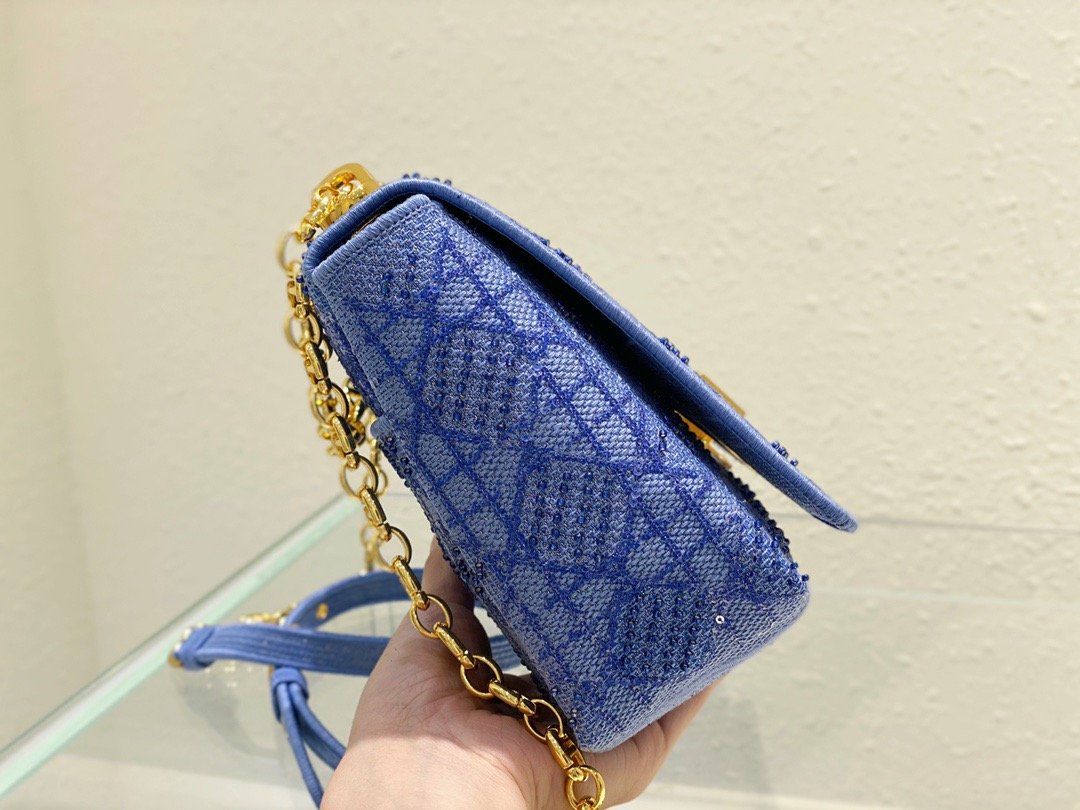 Christian Dior Medium Dior Caro Bag Blue, For Women, Women’s Handbags 27.5cm/10.8in CD