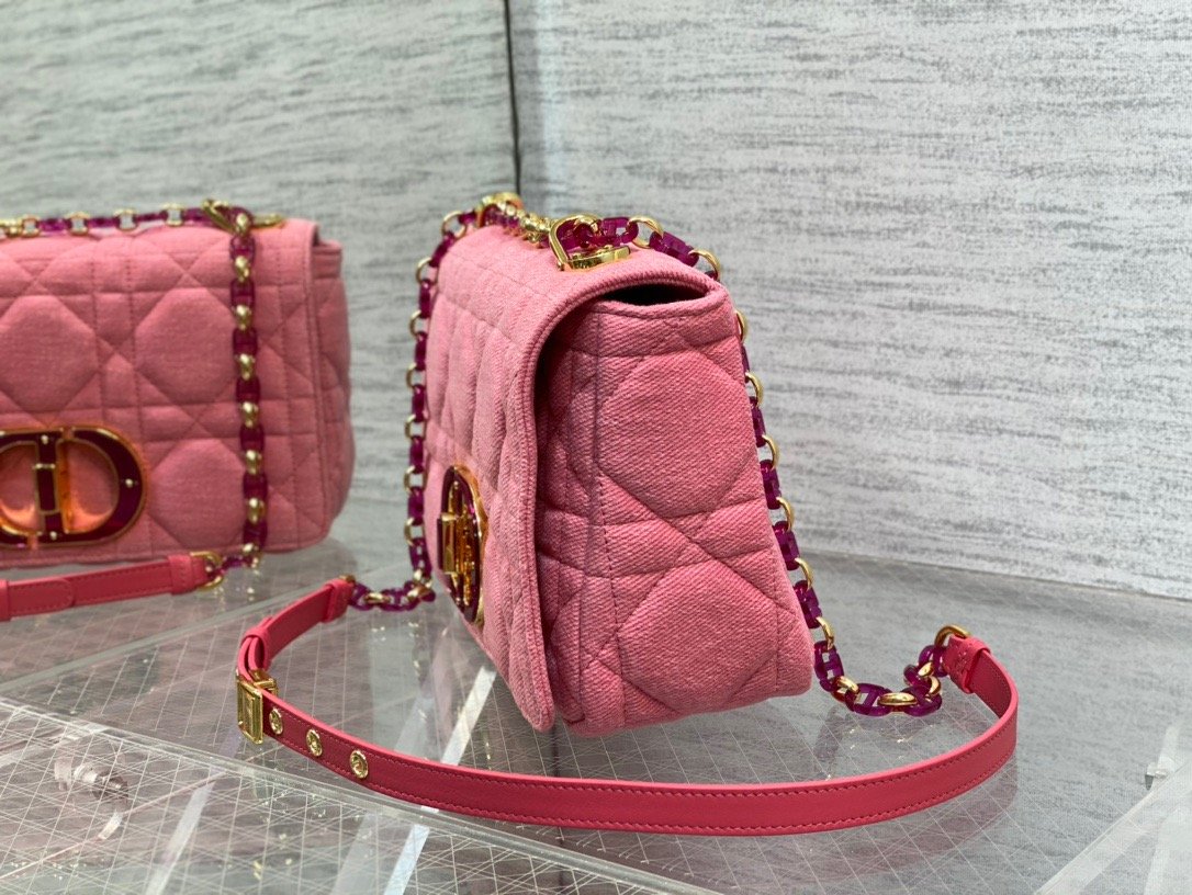 Christian Dior Medium Dior Caro Bag Pink, For Women, Women’s Handbags 25.5cm/10in CDWTJF_