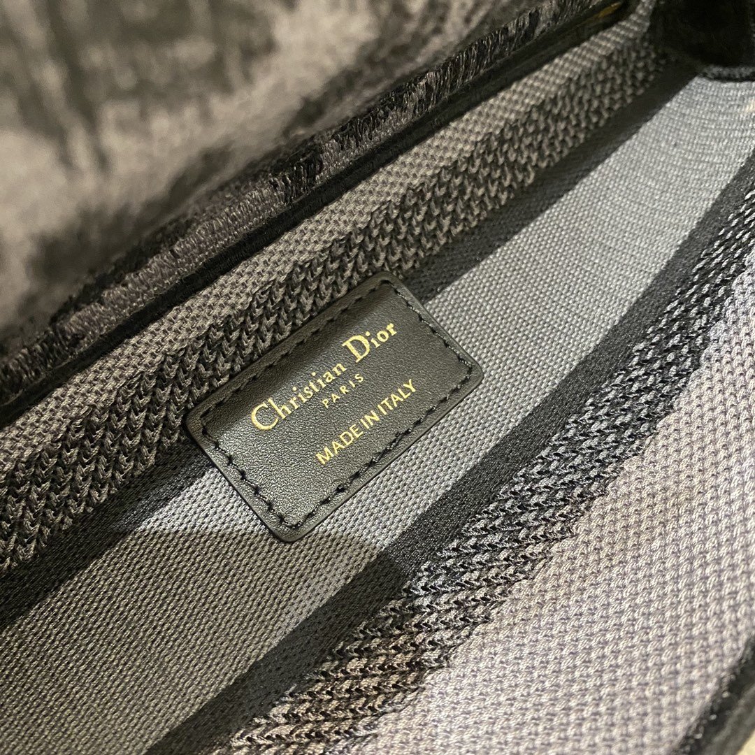Christian Dior Medium Dior Lady D-Lite Bag Blue and Black Mizza Embroidery, Blue and Black, For Women Women’s Handbags, Crossbody Bags, 24cm CDORHM_