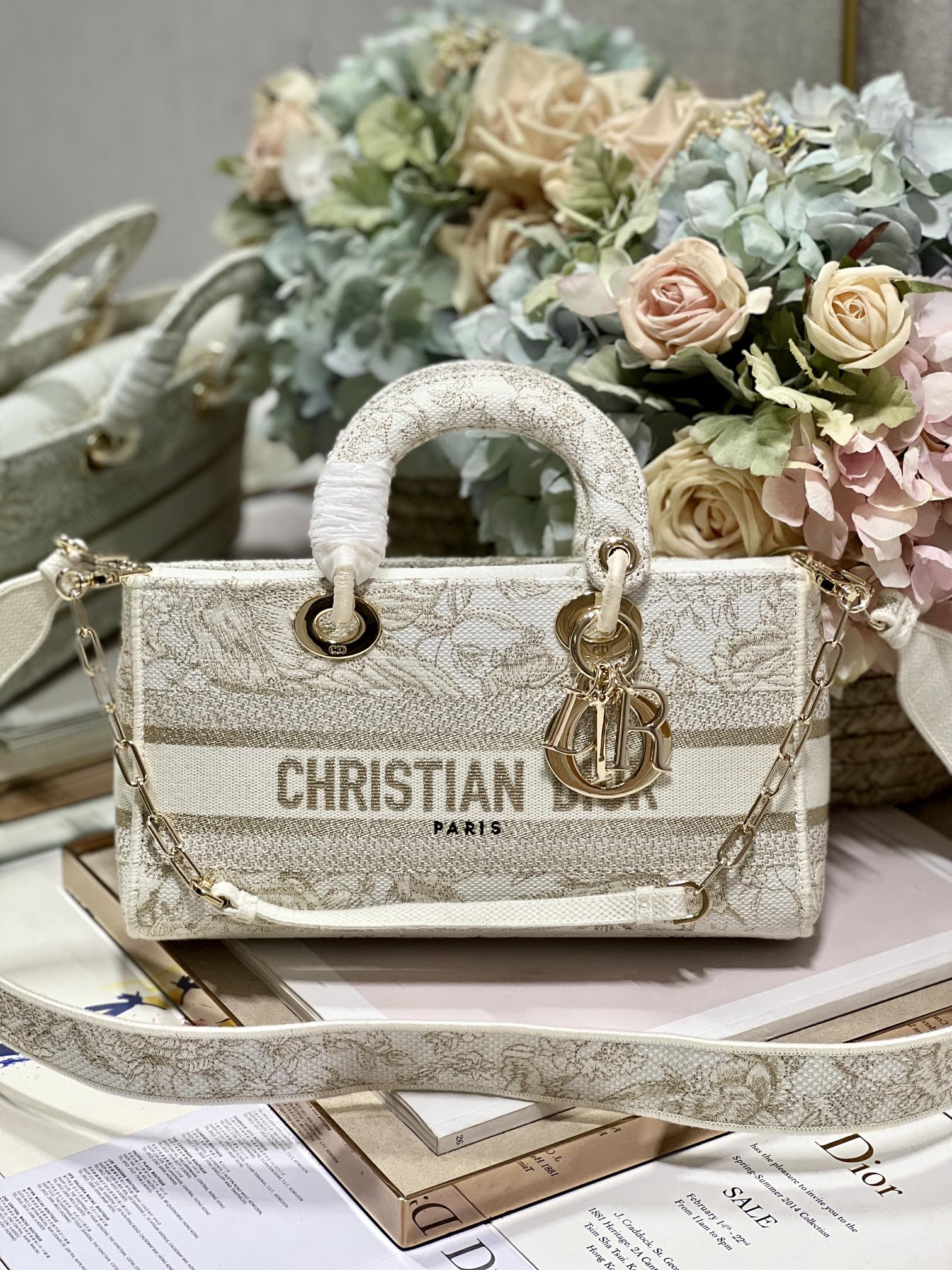 Christian Dior Medium Lady D-Joy Bag Beige For Women 10in/26cm