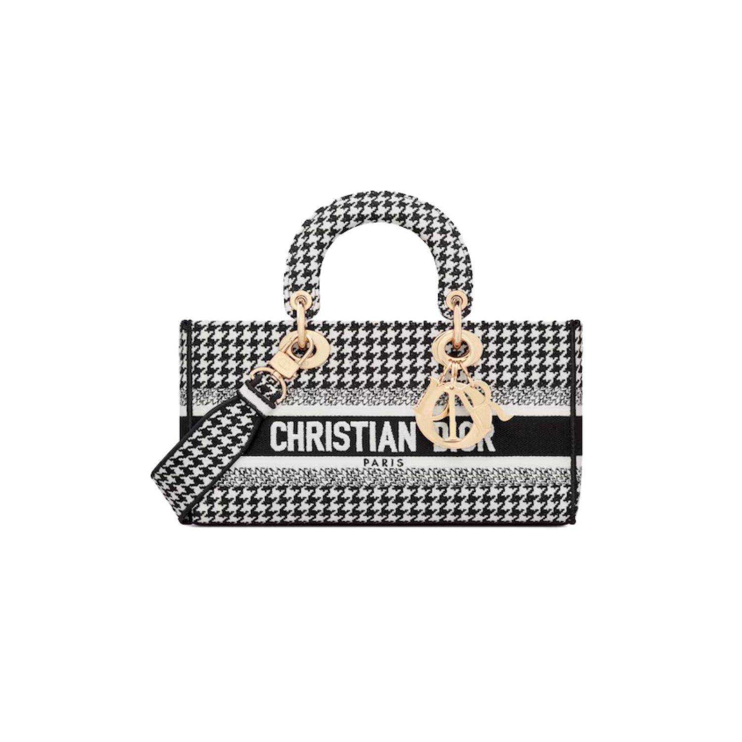 Christian Dior Medium Lady D-Joy Bag Black and White For WomenOZAE_M911- 10 Inches/ 26 Cm