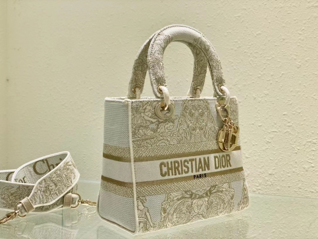 Christian Dior Medium Lady D-Lite Bag, Beige, For Women Women’s Handbags, Crossbody Bags, 24cm CD