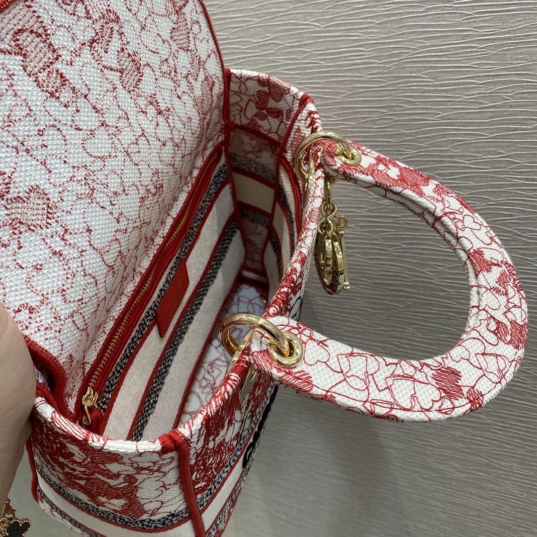 Christian Dior Medium Lady D-Lite Bag, Red, For Women Women’s Handbags, Crossbody Bags, 24cm CD