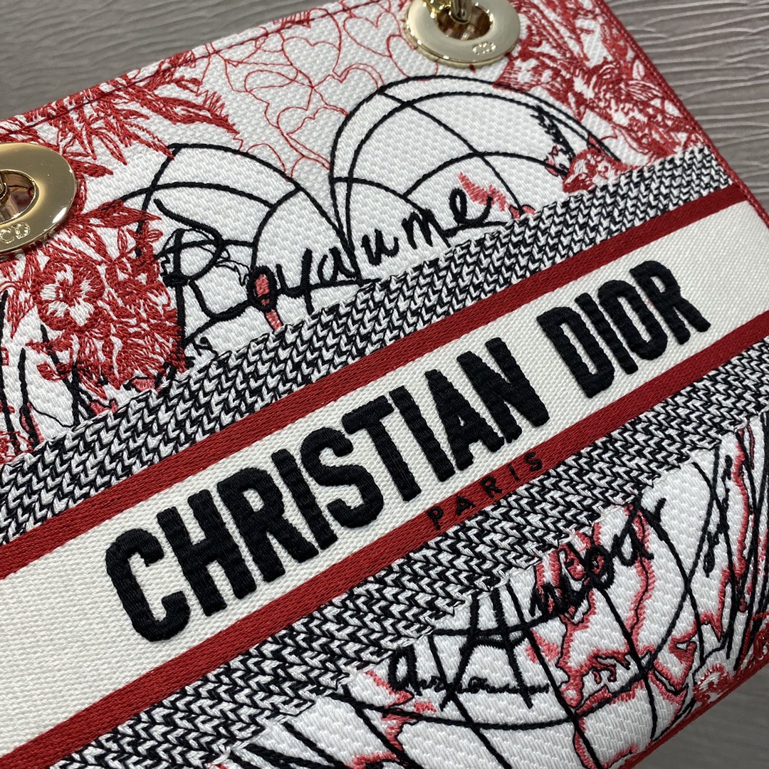 Christian Dior Medium Lady D-Lite Bag, Red, For Women Women’s Handbags, Crossbody Bags, 24cm CD