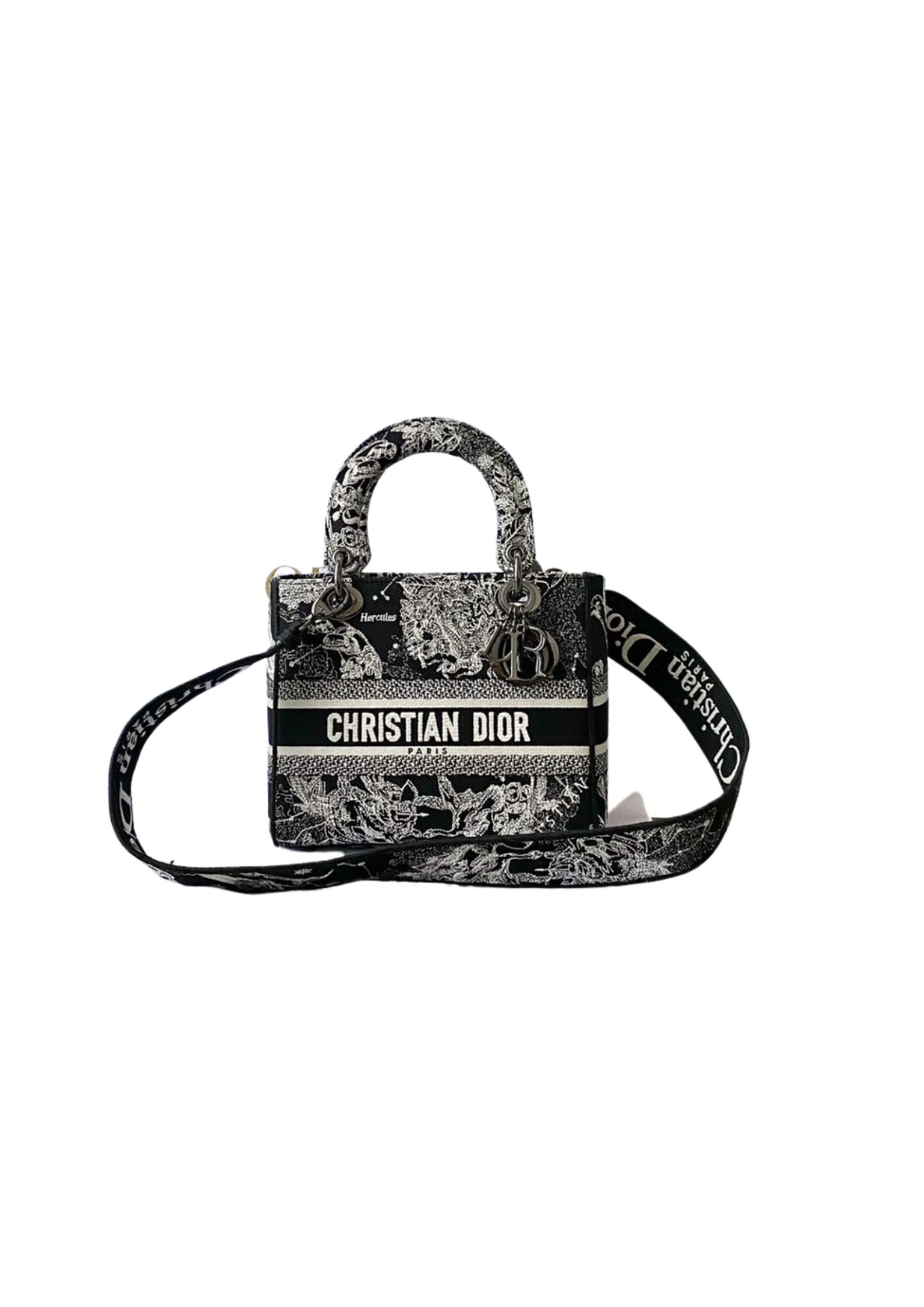 Christian Dior Medium Lady D-Lite Bag Black For Women 9.5in/ 24cmBRHZ_