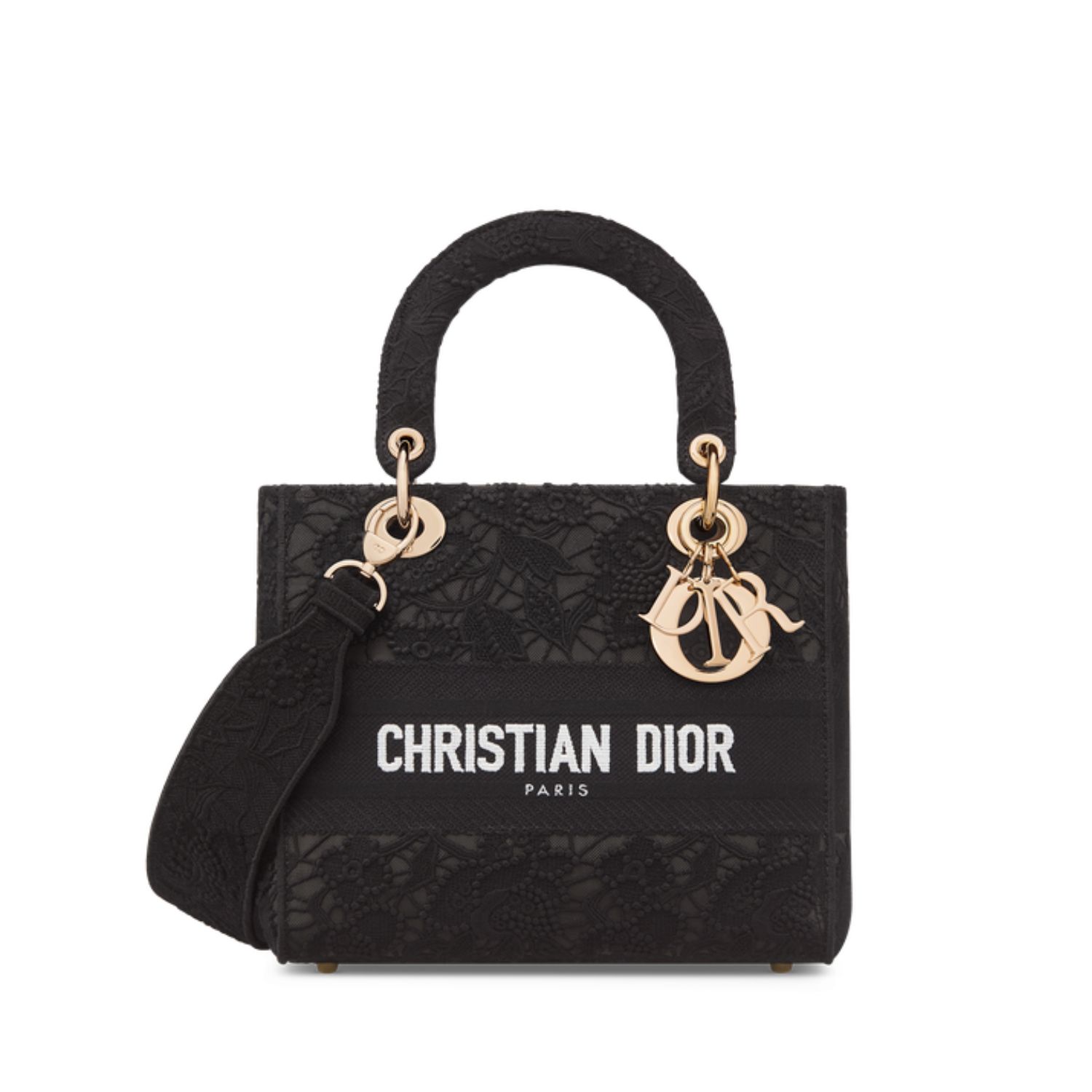 Christian Dior Medium Lady D-Lite Bag Black For WomenOSEL_M911- 9.5 Inches/ 24 Cm