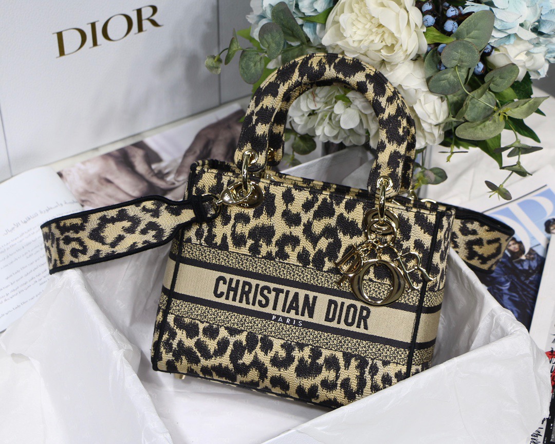 Christian Dior Medium Lady D-Lite Bag Black Gold, For Women, Women’s Handbags 24cm/9.5in CDORHM_