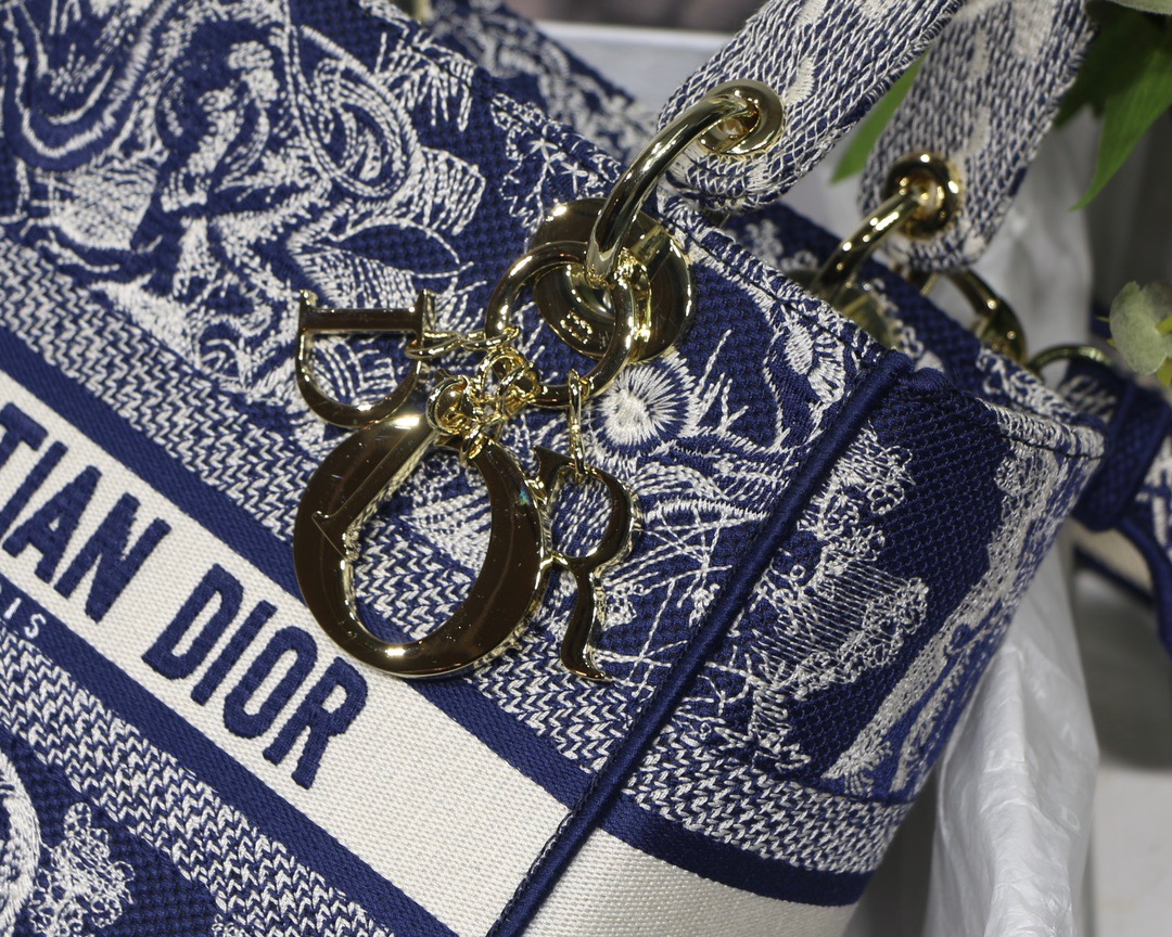 Christian Dior Medium Lady D-Lite Bag Blue, For Women, Women’s Handbags 24cm/9.5in CDORGO_