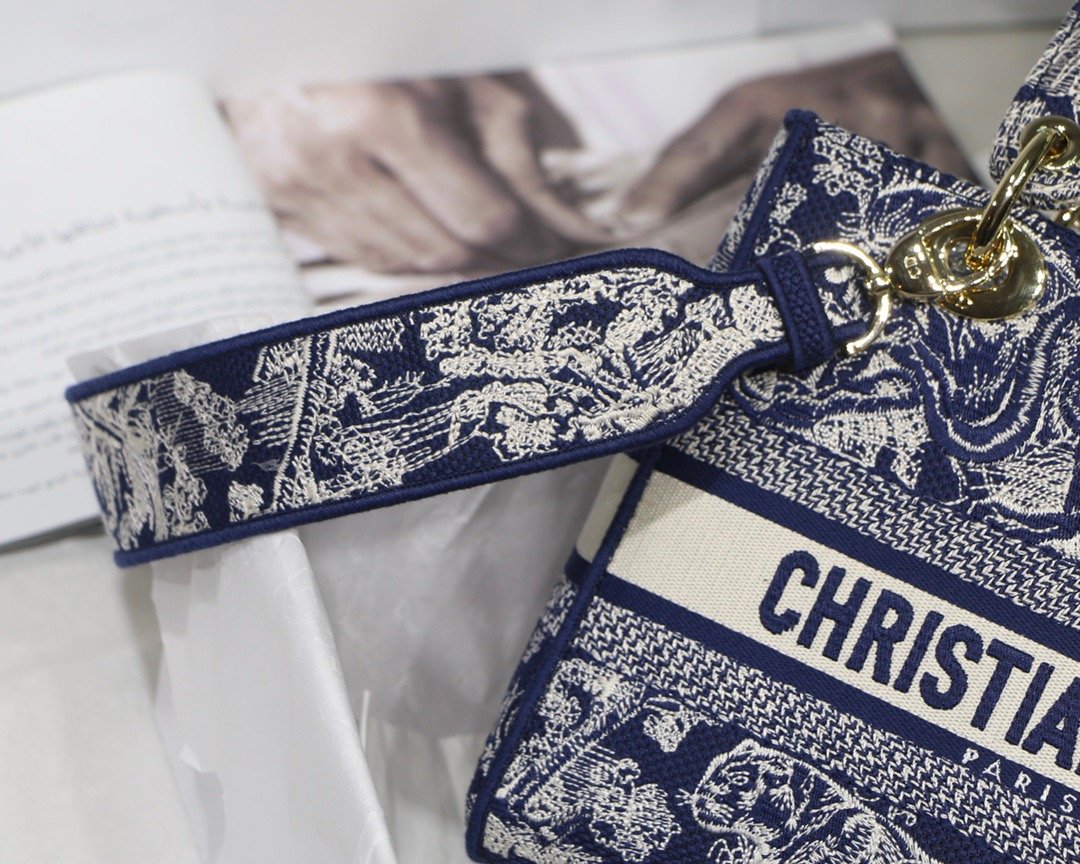 Christian Dior Medium Lady D-Lite Bag Blue, For Women, Women’s Handbags 24cm/9.5in CDORGO_