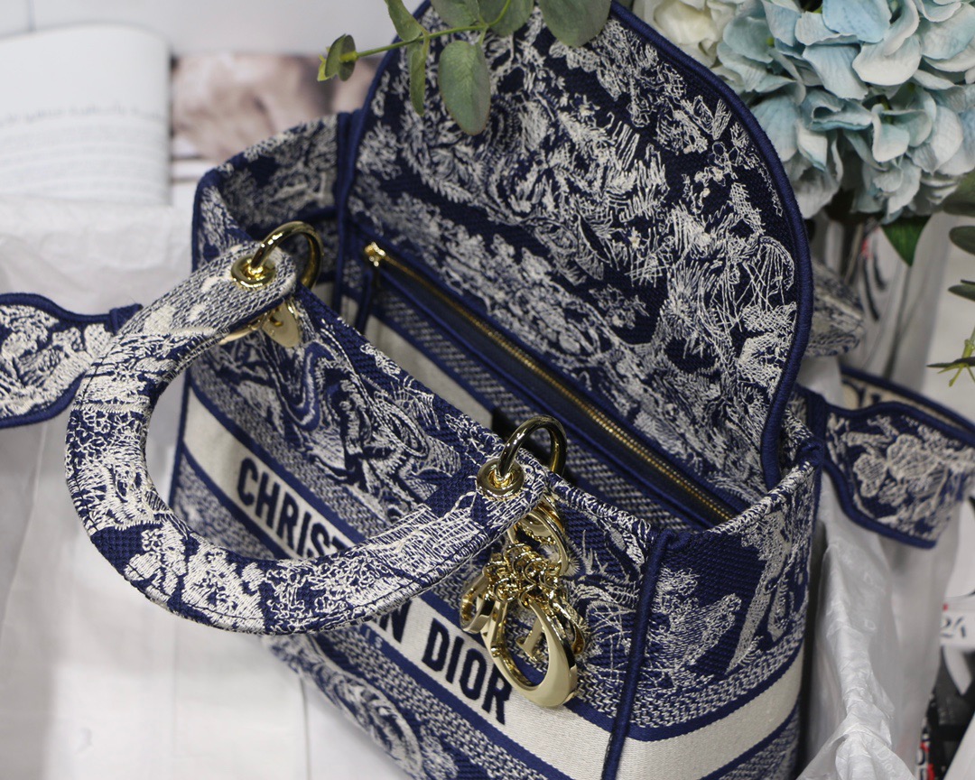 Christian Dior Medium Lady D-Lite Bag Blue, For Women, Women’s Handbags 24cm/9.5in CDORGO_