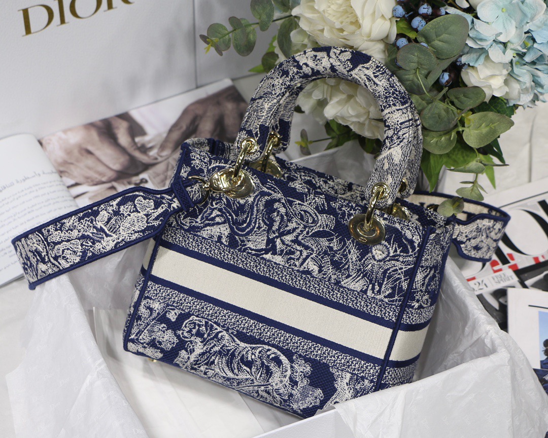 Christian Dior Medium Lady D-Lite Bag Blue, For Women, Women’s Handbags 24cm/9.5in CDORGO_