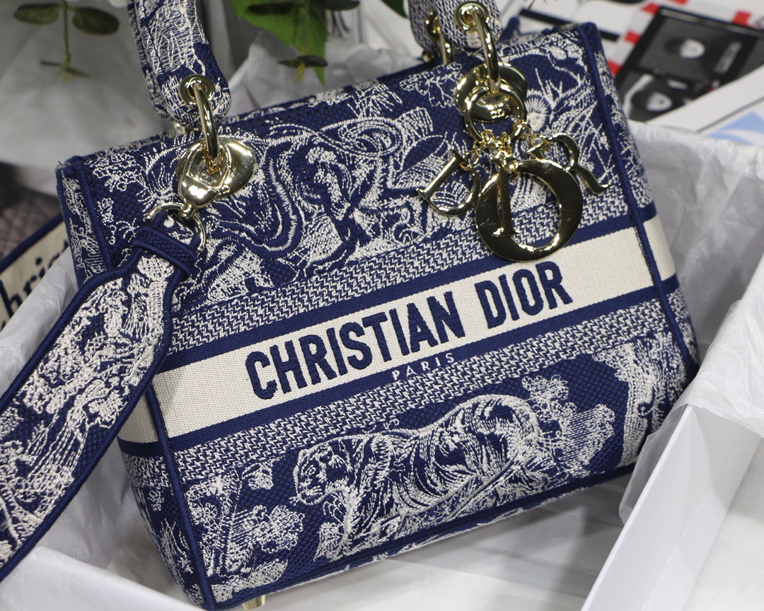 Christian Dior Medium Lady D-Lite Bag Blue, For Women, Women’s Handbags 24cm/9.5in CDORGO_