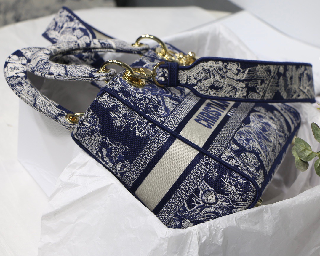 Christian Dior Medium Lady D-Lite Bag Blue, For Women, Women’s Handbags 24cm/9.5in CDORGO_