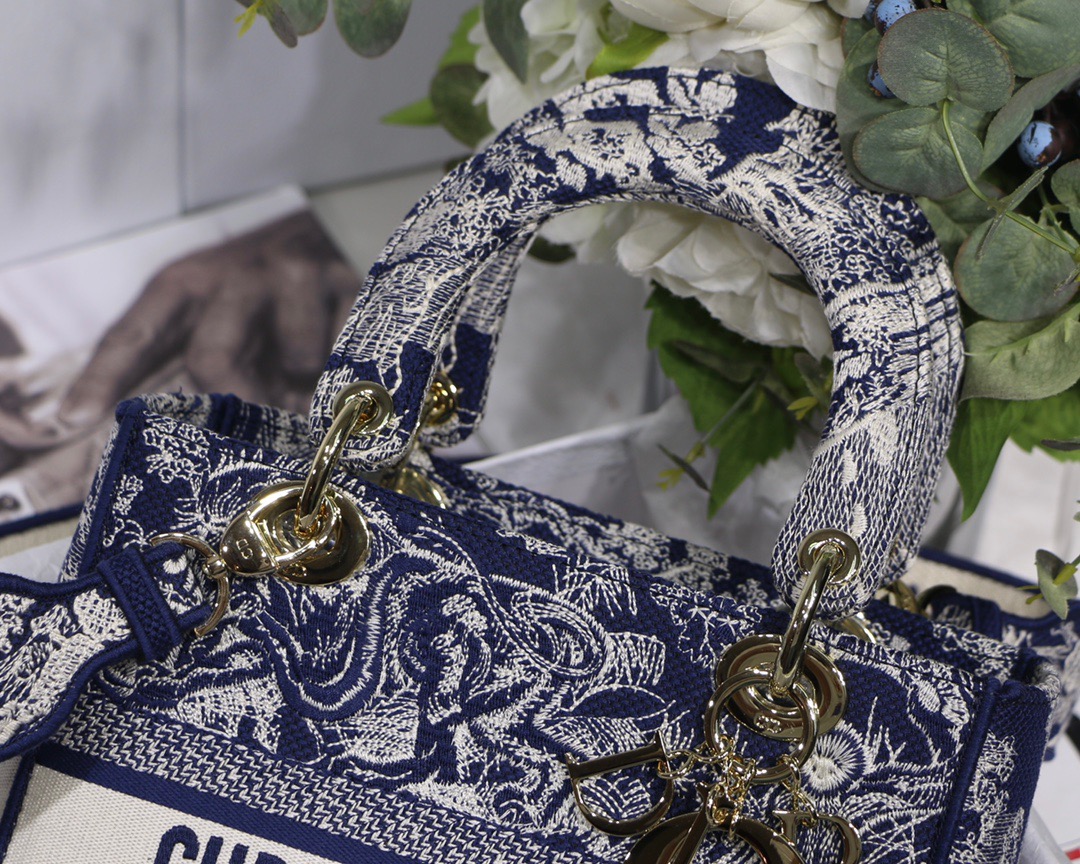 Christian Dior Medium Lady D-Lite Bag Blue, For Women, Women’s Handbags 24cm/9.5in CDORGO_