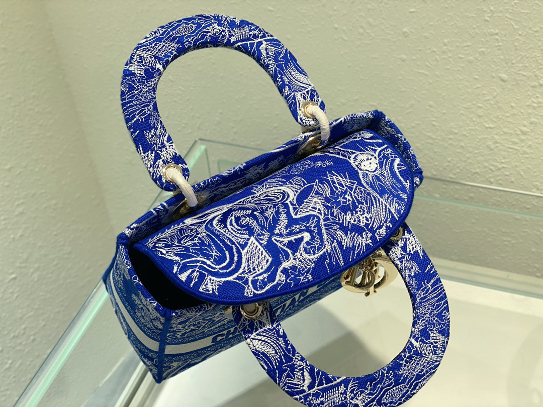 Christian Dior Medium Lady D-Lite Bag Blue, For Women, Women’s Handbags 24cm/9.5in CDOROC_