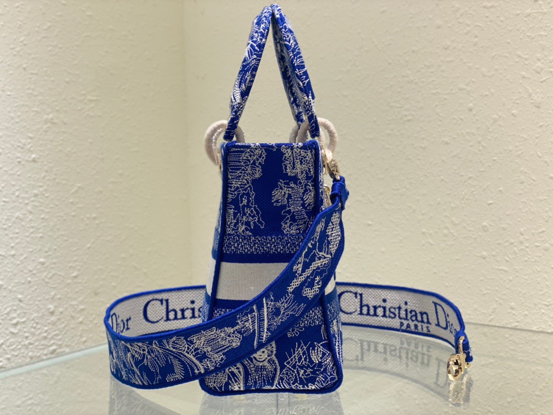 Christian Dior Medium Lady D-Lite Bag Blue, For Women, Women’s Handbags 24cm/9.5in CDOROC_