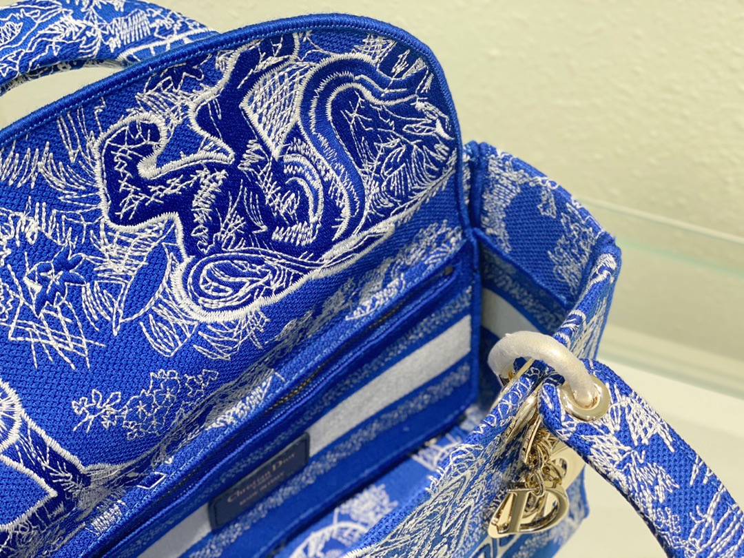 Christian Dior Medium Lady D-Lite Bag Blue, For Women, Women’s Handbags 24cm/9.5in CDOROC_