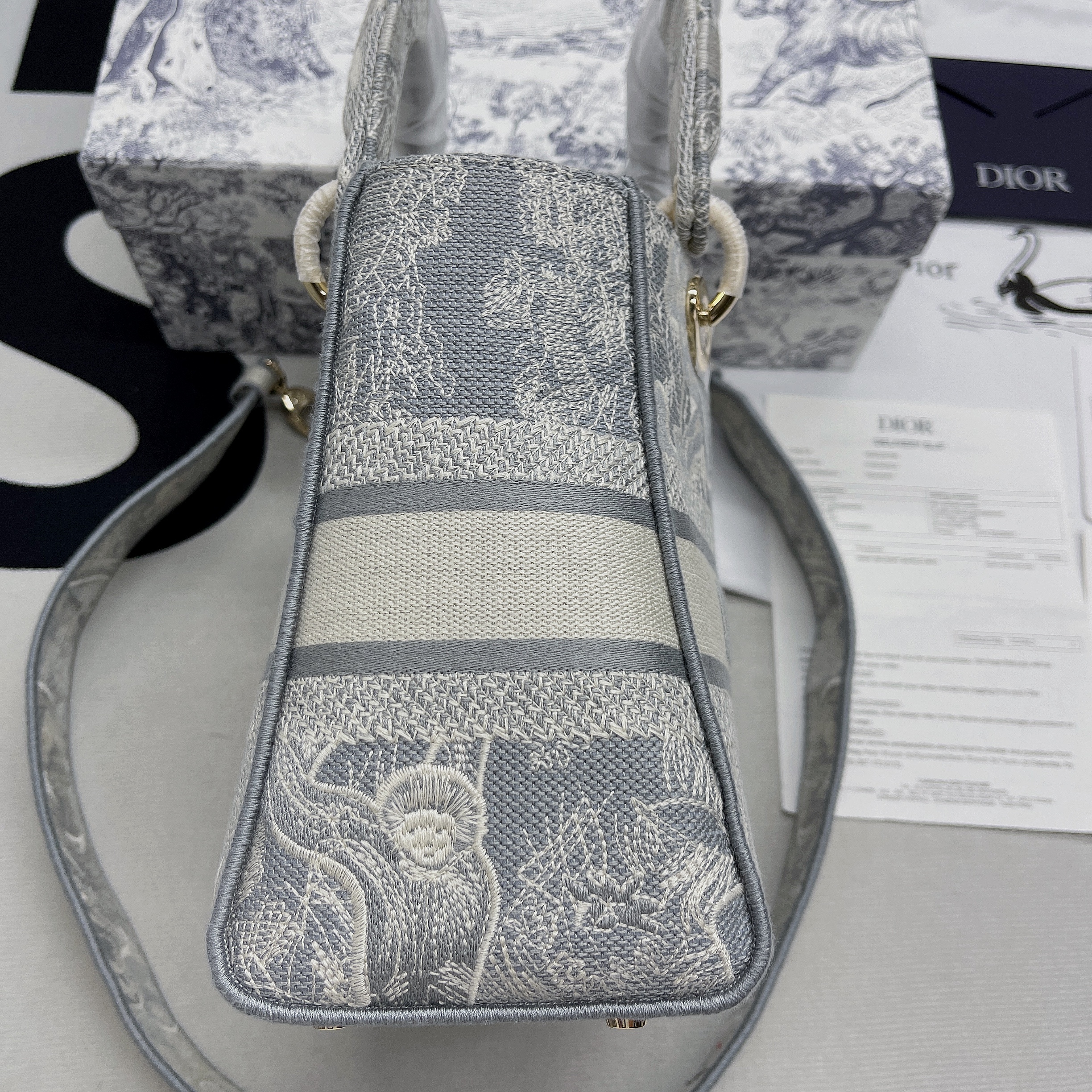 Christian Dior Medium Lady D-Lite Bag Grey, For Women, Women’s Handbags 24cm/9.5in CD