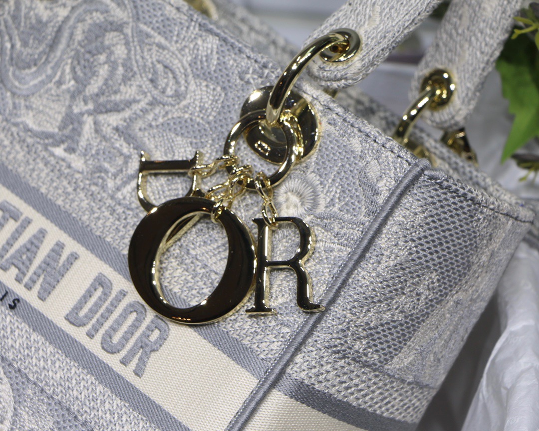 Christian Dior Medium Lady D-Lite Bag Grey, For Women, Women’s Handbags 24cm/9.5in CD