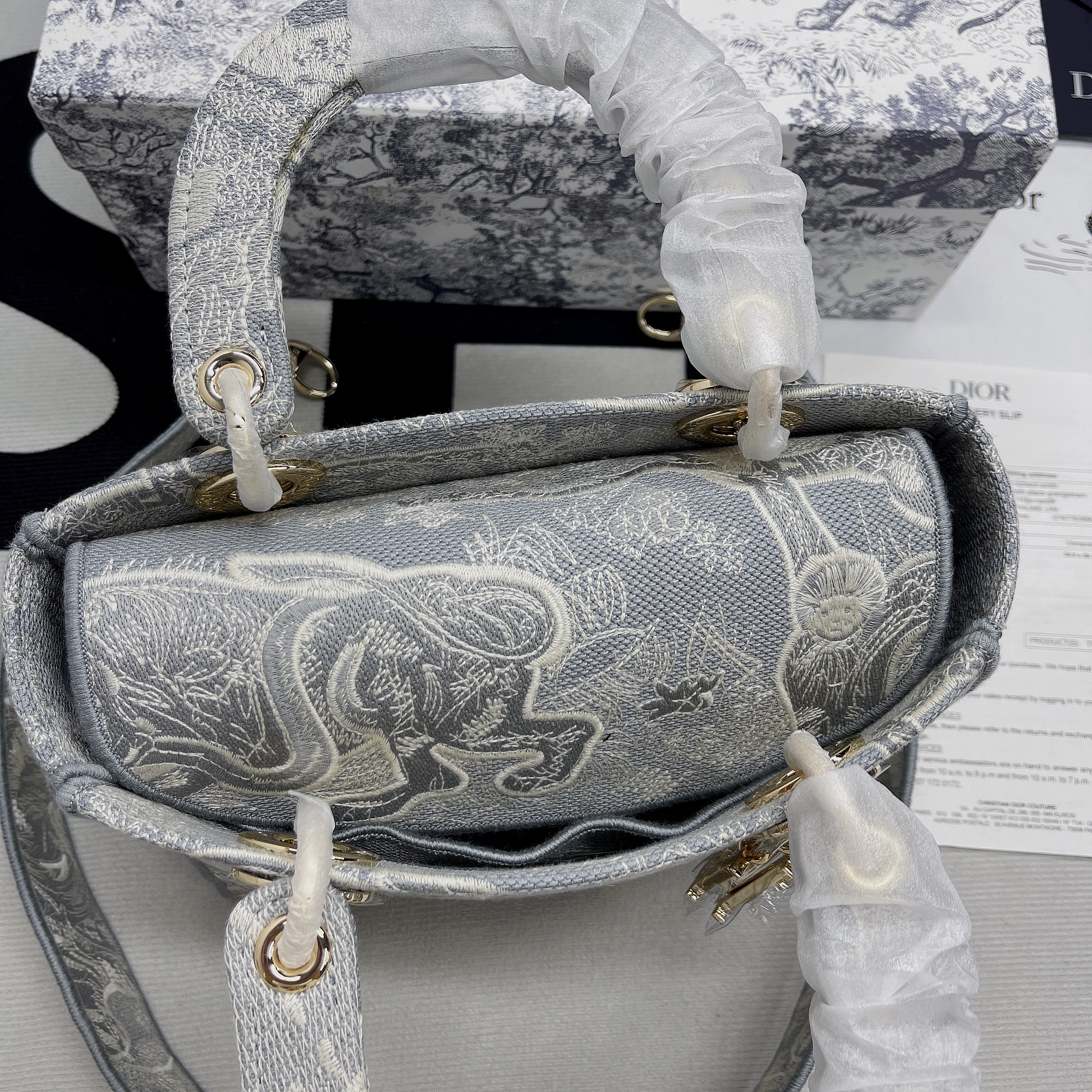 Christian Dior Medium Lady D-Lite Bag Grey, For Women, Women’s Handbags 24cm/9.5in CD