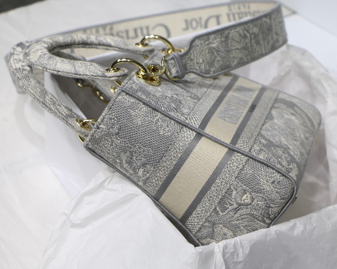 Christian Dior Medium Lady D-Lite Bag Grey, For Women, Women’s Handbags 24cm/9.5in CD
