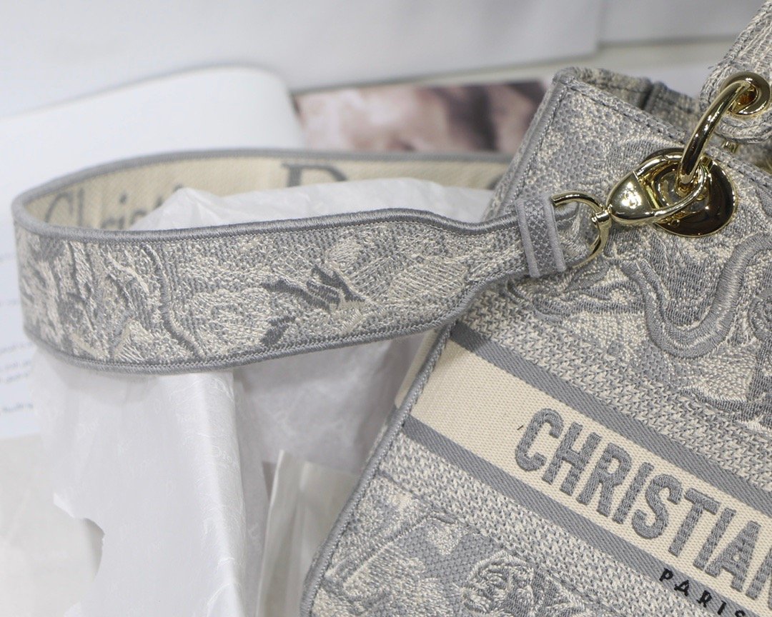 Christian Dior Medium Lady D-Lite Bag Grey, For Women, Women’s Handbags 24cm/9.5in CD
