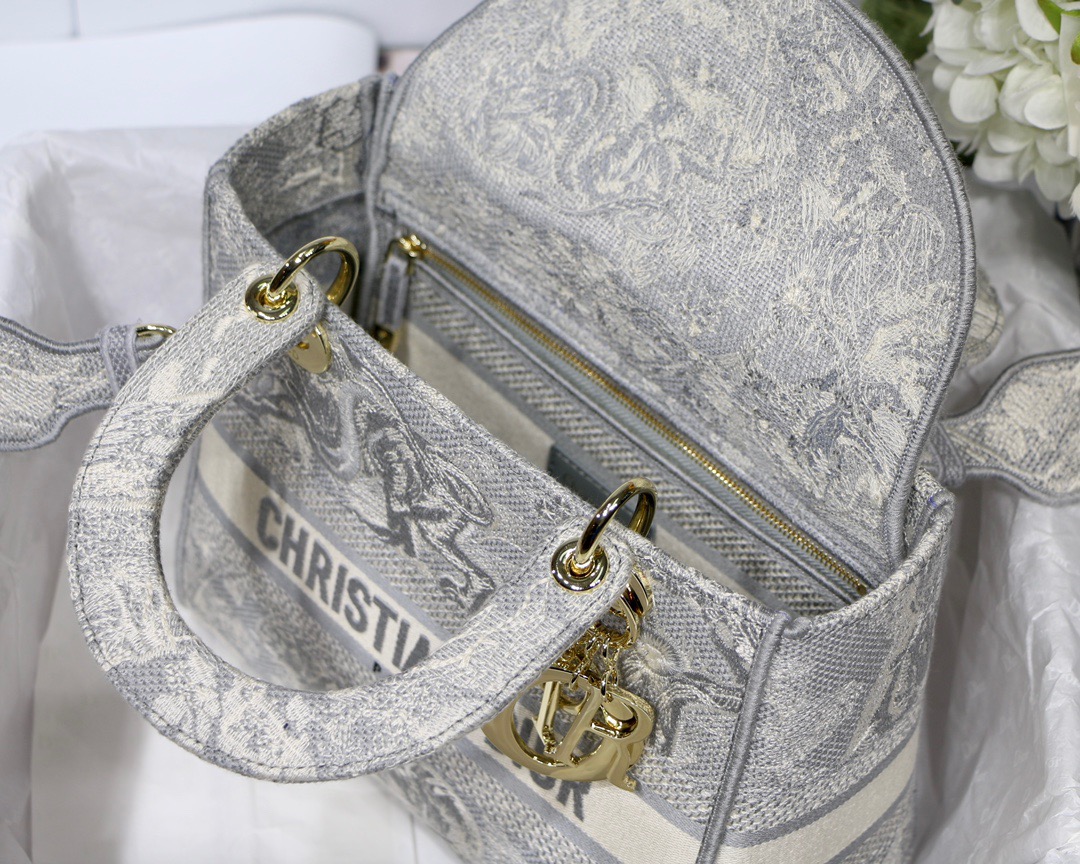 Christian Dior Medium Lady D-Lite Bag Grey, For Women, Women’s Handbags 24cm/9.5in CD