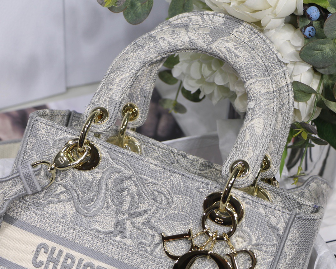 Christian Dior Medium Lady D-Lite Bag Grey, For Women, Women’s Handbags 24cm/9.5in CD
