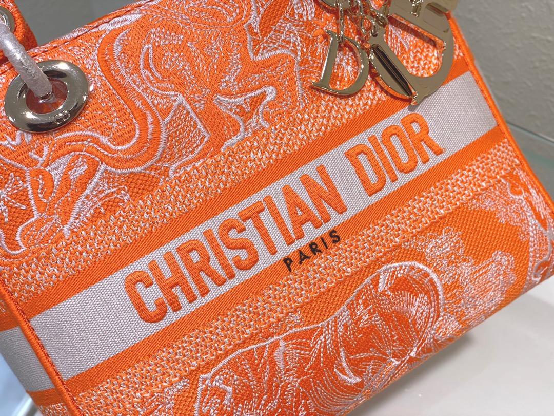 Christian Dior Medium Lady D-Lite Bag Orange, For Women, Women’s Handbags 24cm/9.5in CDOROC_