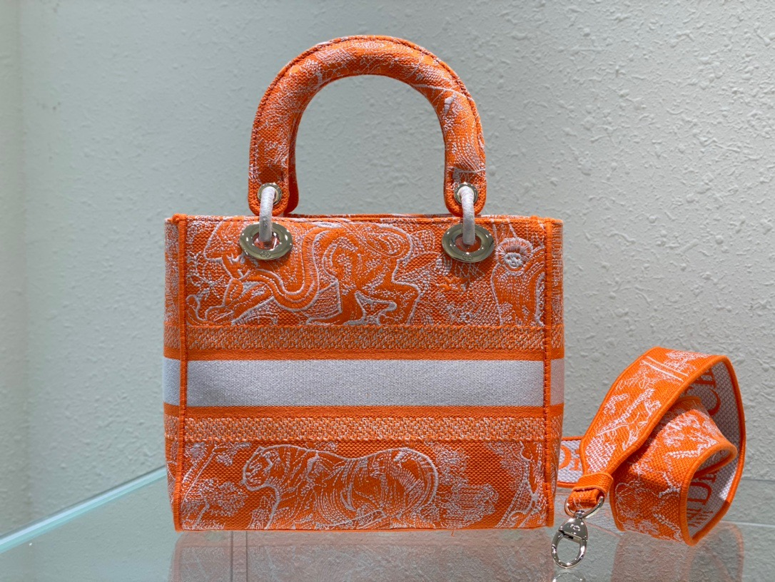 Christian Dior Medium Lady D-Lite Bag Orange, For Women, Women’s Handbags 24cm/9.5in CDOROC_