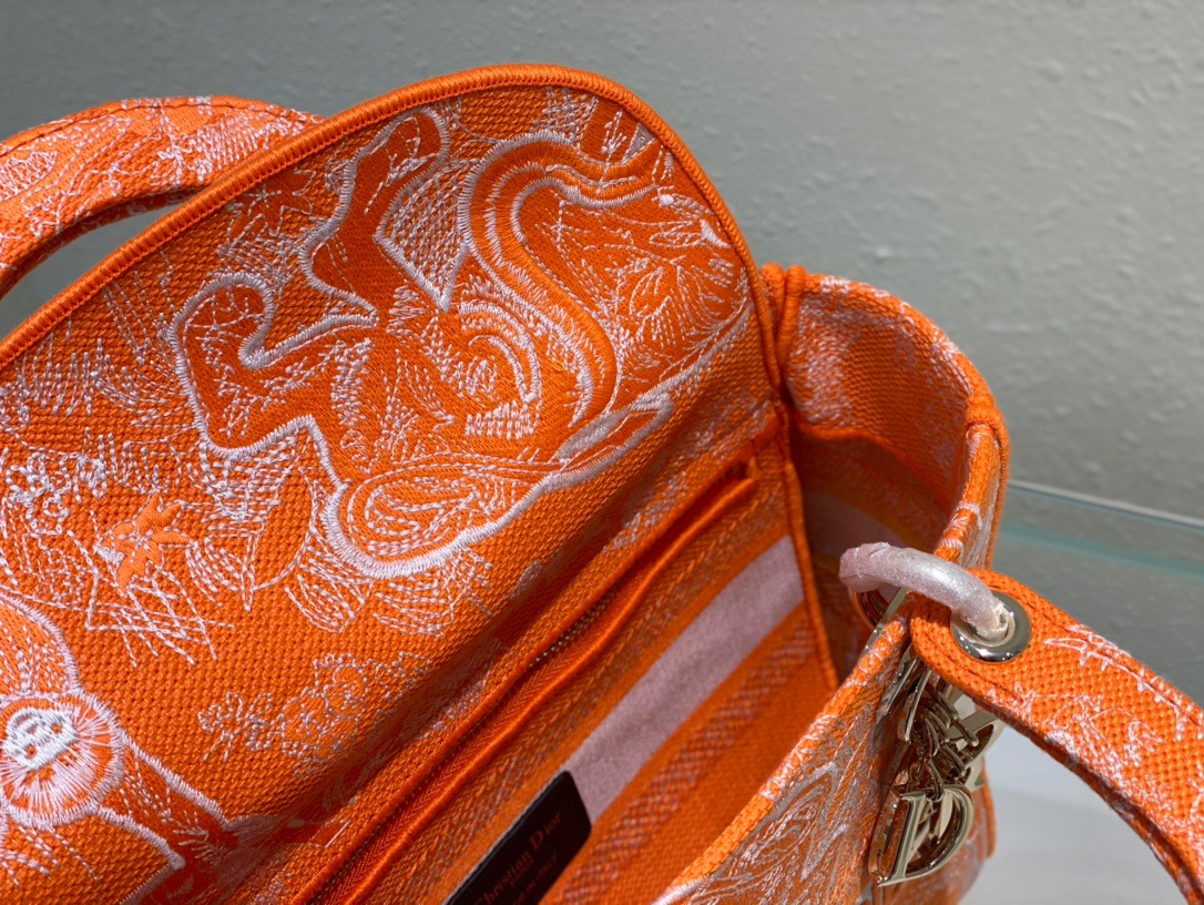 Christian Dior Medium Lady D-Lite Bag Orange, For Women, Women’s Handbags 24cm/9.5in CDOROC_