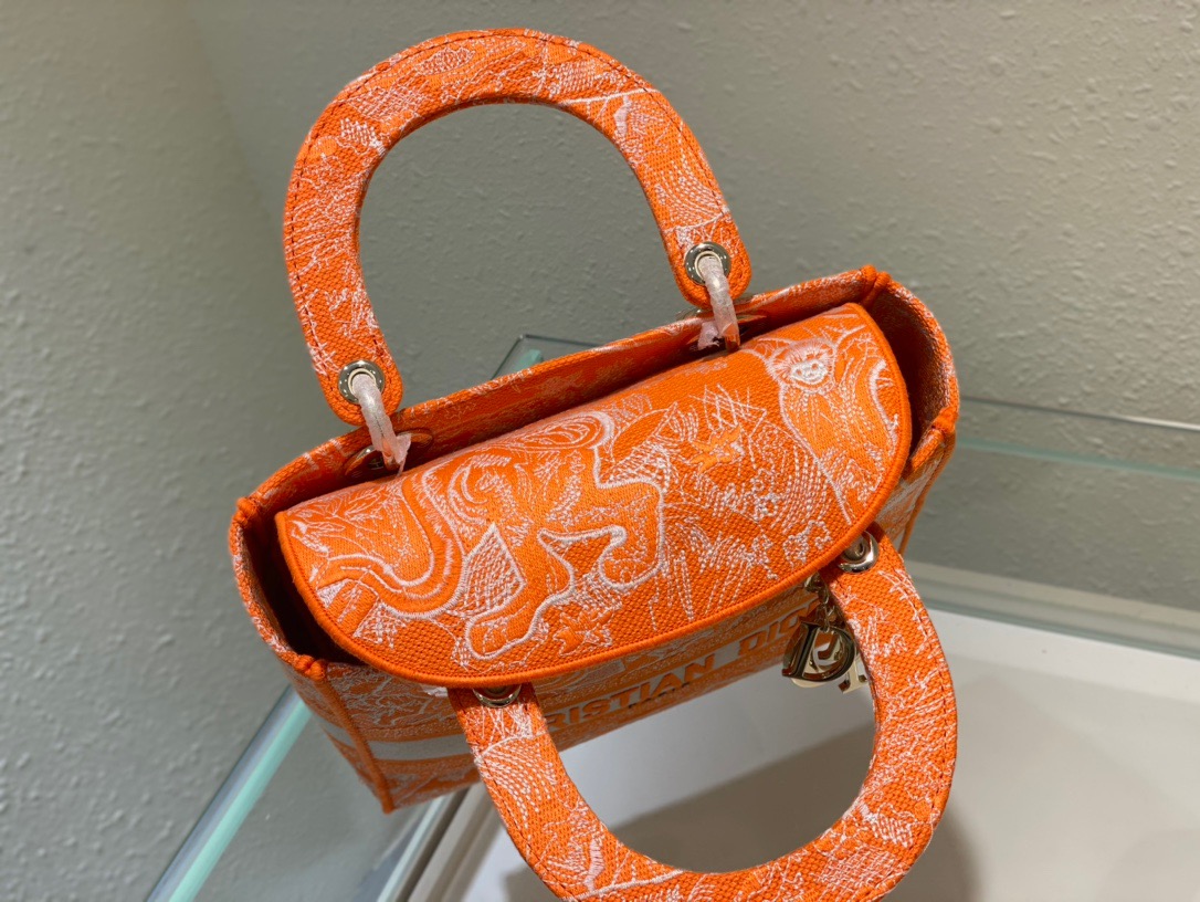 Christian Dior Medium Lady D-Lite Bag Orange, For Women, Women’s Handbags 24cm/9.5in CDOROC_