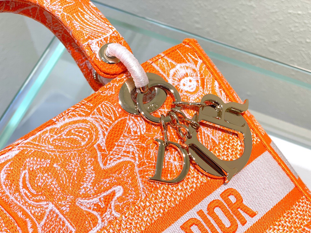 Christian Dior Medium Lady D-Lite Bag Orange, For Women, Women’s Handbags 24cm/9.5in CDOROC_