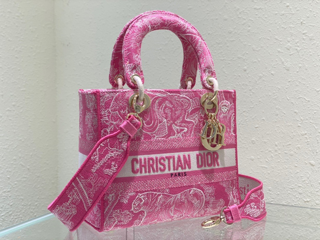 Christian Dior Medium Lady D-Lite Bag Pink, For Women, Women’s Handbags 24cm/9.5in CDOROC_