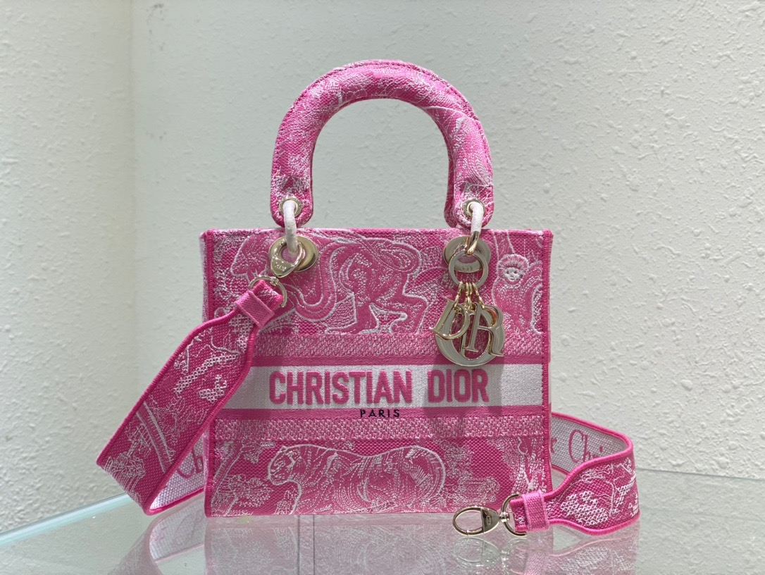 Christian Dior Medium Lady D-Lite Bag Pink, For Women, Women’s Handbags 24cm/9.5in CDOROC_