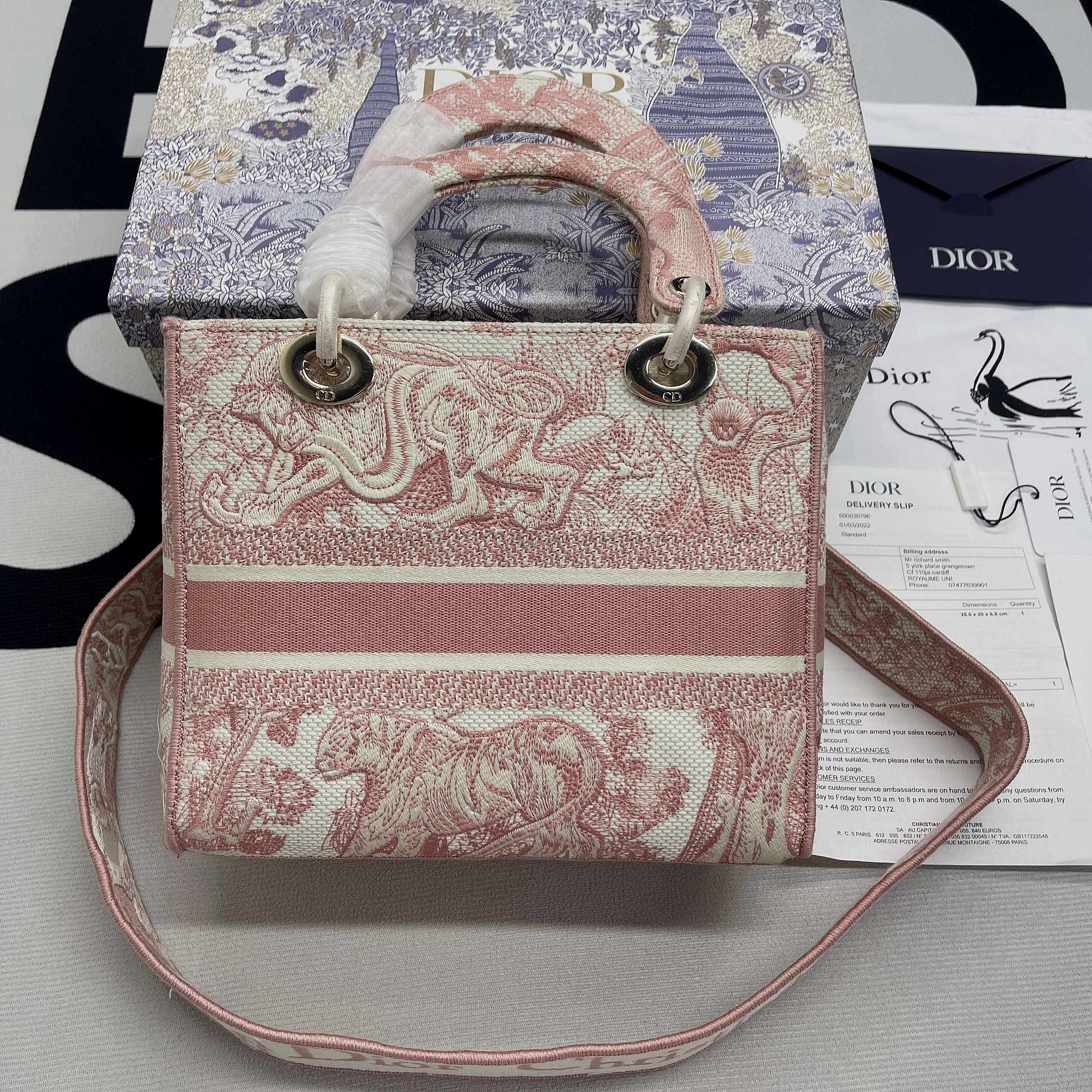 Christian Dior Medium Lady D-Lite Bag Pink, For Women, Women’s Handbags 24cm/9.5in CDOTDT_