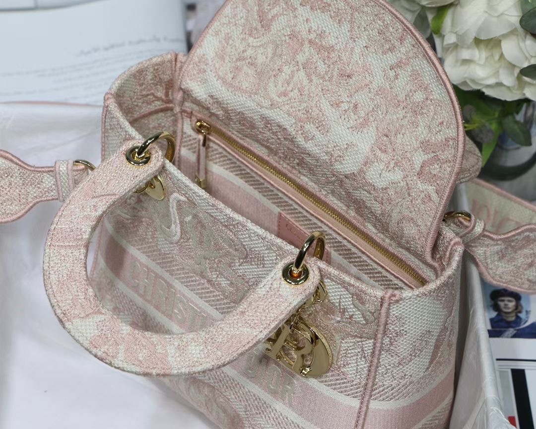 Christian Dior Medium Lady D-Lite Bag Pink, For Women, Women’s Handbags 24cm/9.5in CDOTDT_