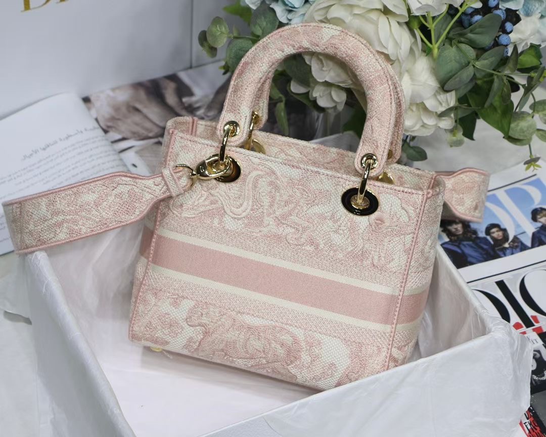 Christian Dior Medium Lady D-Lite Bag Pink, For Women, Women’s Handbags 24cm/9.5in CDOTDT_