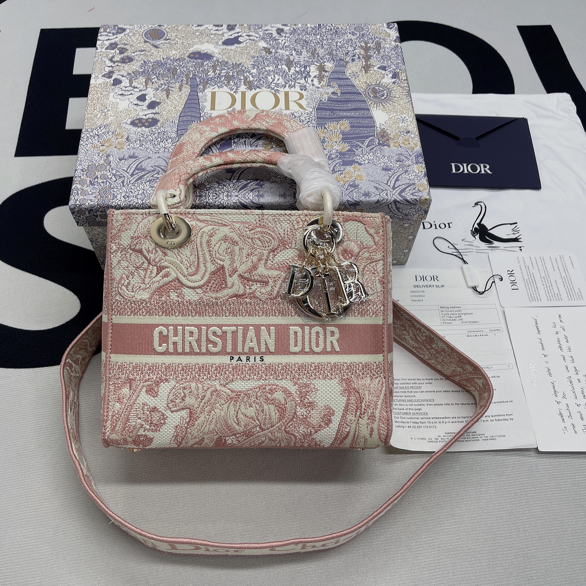 Christian Dior Medium Lady D-Lite Bag Pink, For Women, Women’s Handbags 24cm/9.5in CDOTDT_