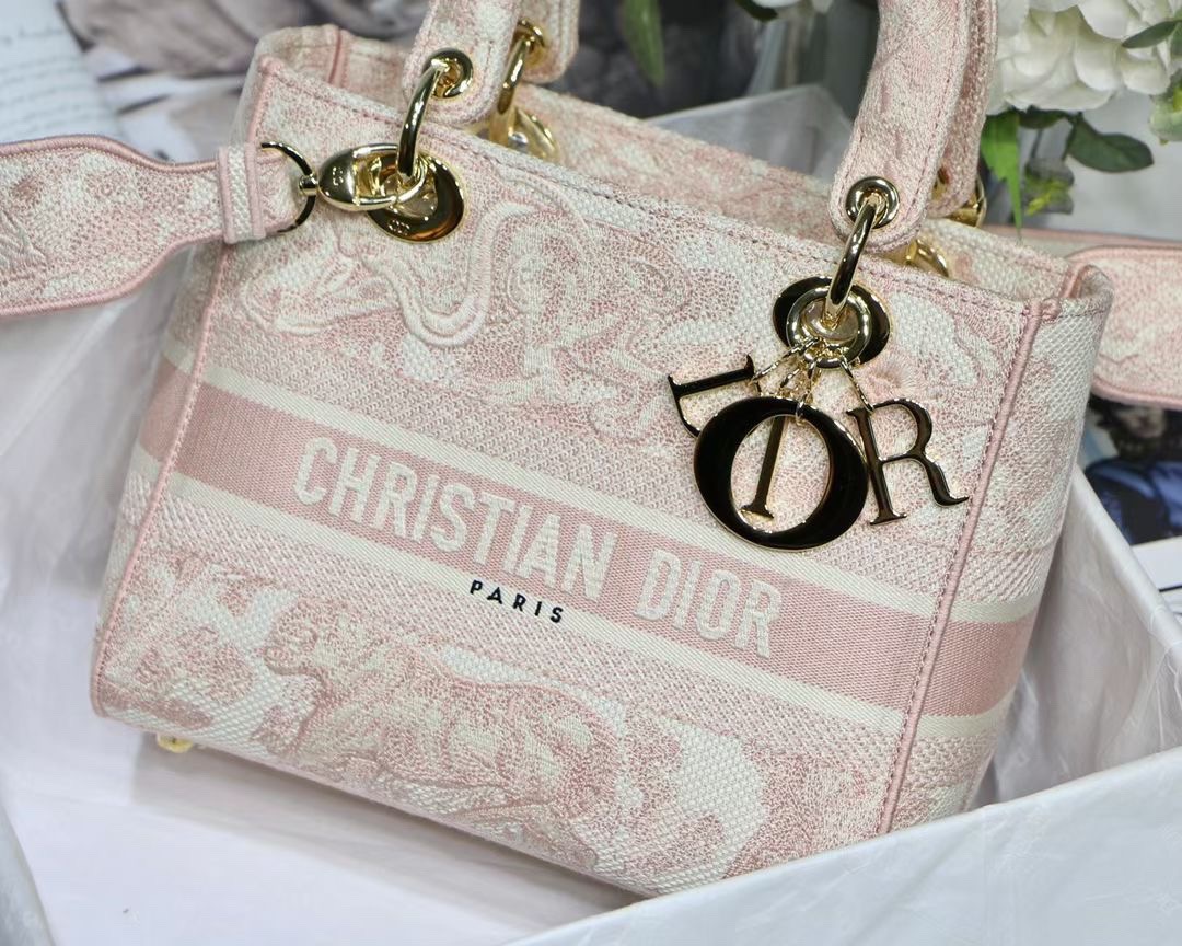 Christian Dior Medium Lady D-Lite Bag Pink, For Women, Women’s Handbags 24cm/9.5in CDOTDT_
