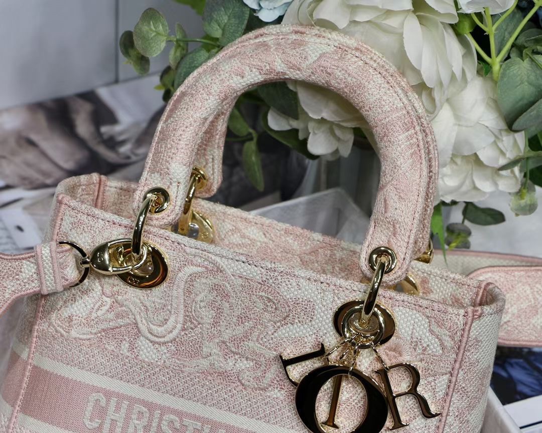 Christian Dior Medium Lady D-Lite Bag Pink, For Women, Women’s Handbags 24cm/9.5in CDOTDT_