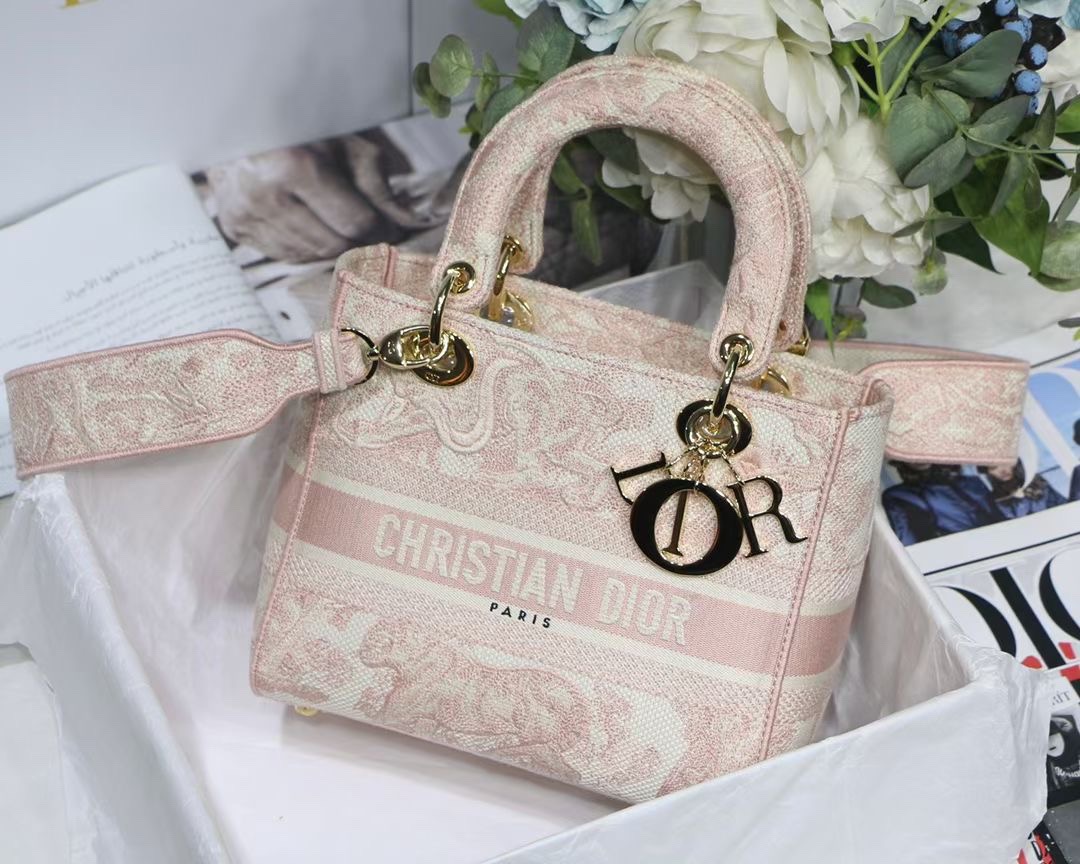Christian Dior Medium Lady D-Lite Bag Pink, For Women, Women’s Handbags 24cm/9.5in CDOTDT_