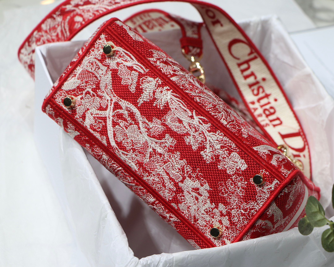 Christian Dior Medium Lady D-Lite Bag Red, For Women, Women’s Handbags 24cm/9.5in CD