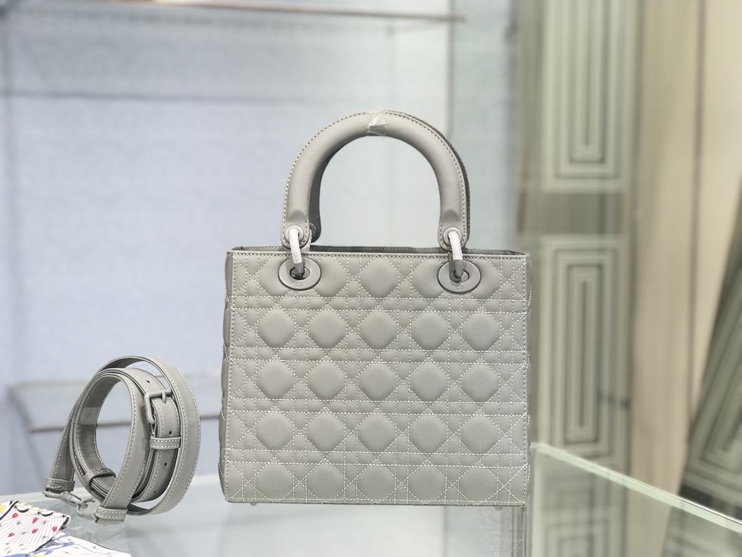 Christian Dior Medium Lady Dior Bag Dark Blue/White/Black/Beige For Women 9.5in/24cm