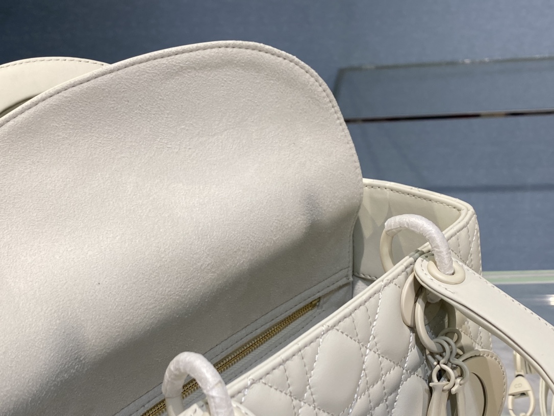Christian Dior Medium Lady Dior Bag Dark Blue/White/Black/Beige For Women 9.5in/24cm