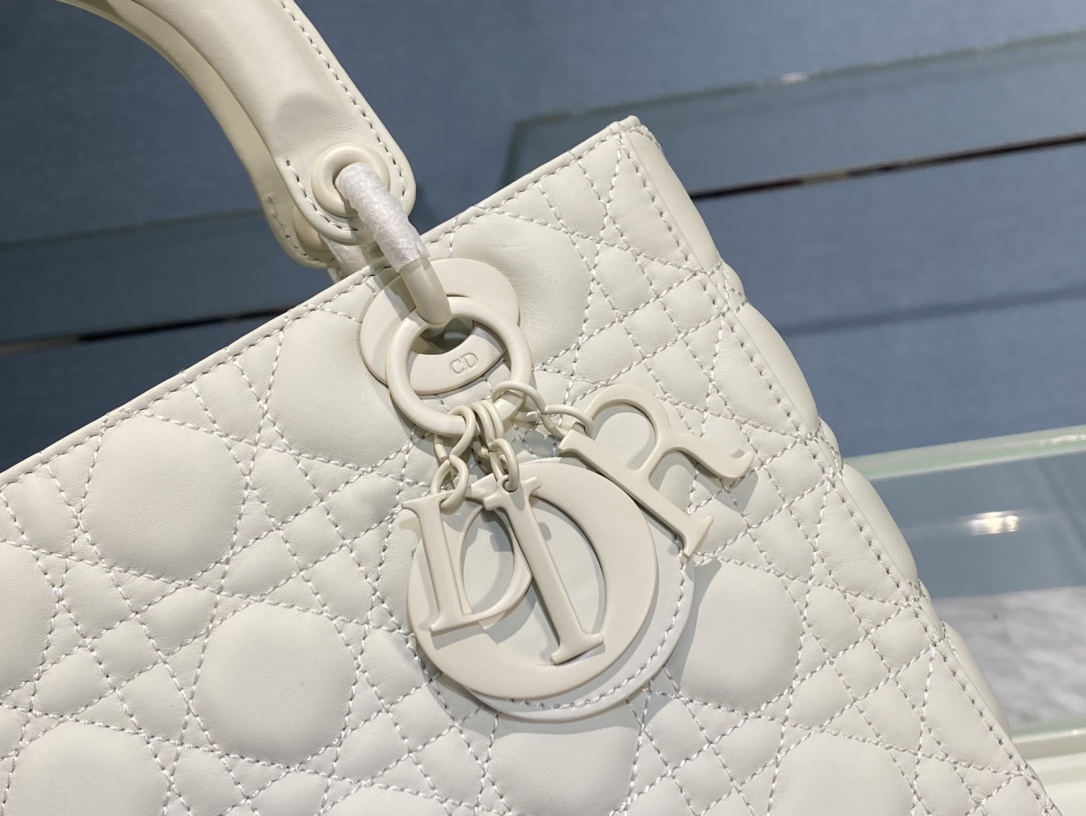 Christian Dior Medium Lady Dior Bag Dark Blue/White/Black/Beige For Women 9.5in/24cm