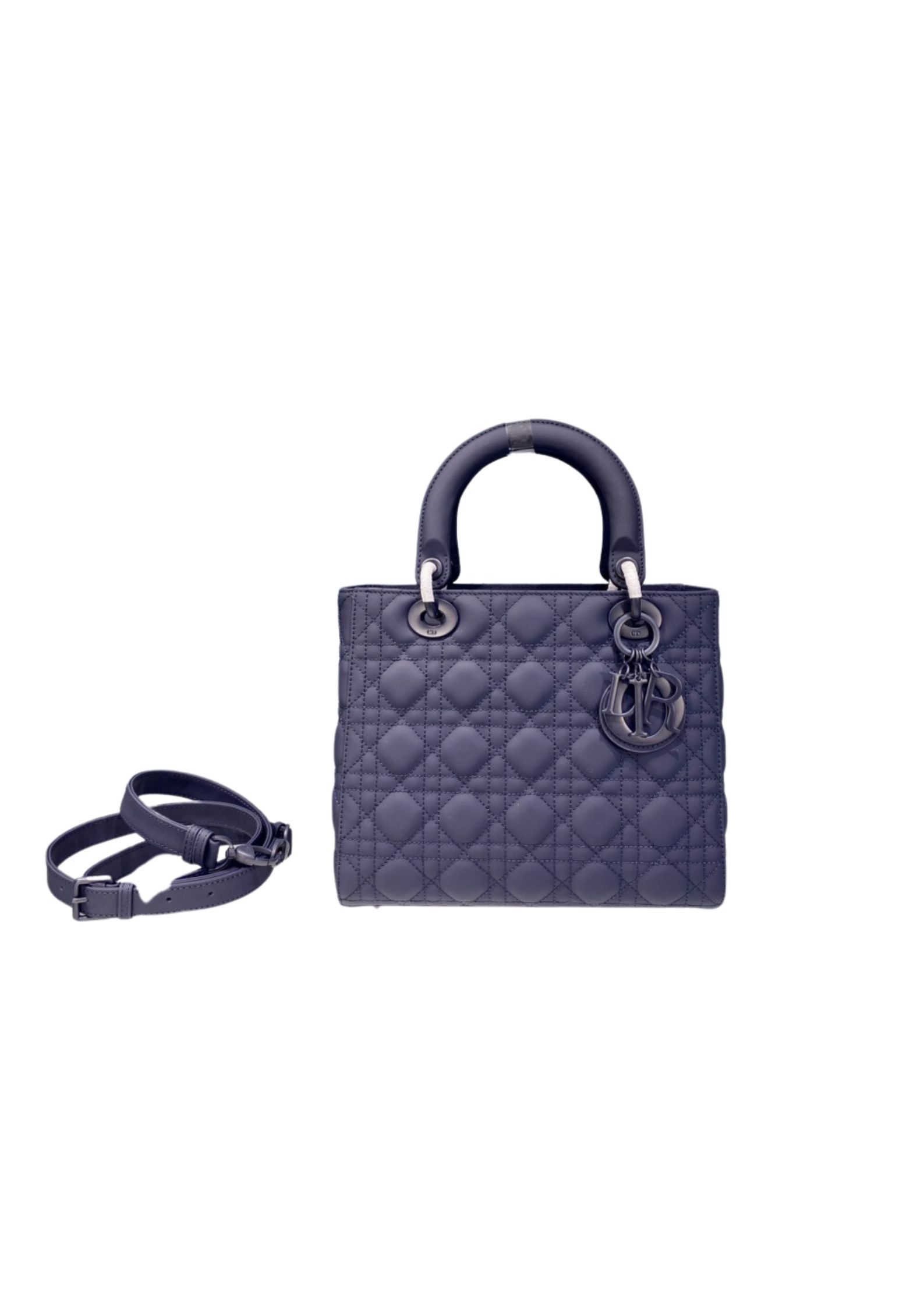 Christian Dior Medium Lady Dior Bag Dark Blue/White/Black/Beige For Women 9.5in/24cm