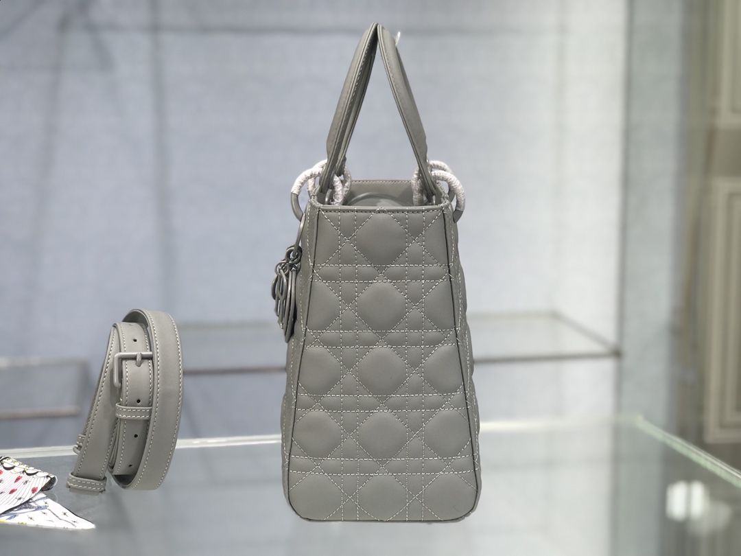 Christian Dior Medium Lady Dior Bag Dark Blue/White/Black/Beige For Women 9.5in/24cm