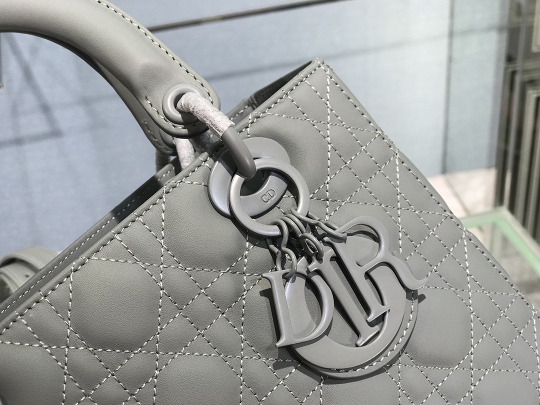 Christian Dior Medium Lady Dior Bag Dark Blue/White/Black/Beige For Women 9.5in/24cm